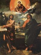 The Madonna in the glory with the Holy Juan the Baptist and Juan the Evangelist, Dosso Dossi